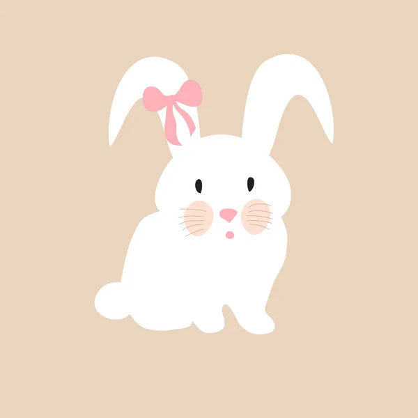 Niedliches Kaninchen mit rosa Schleife, Illustration, Set für Babymode — Stockvektor
