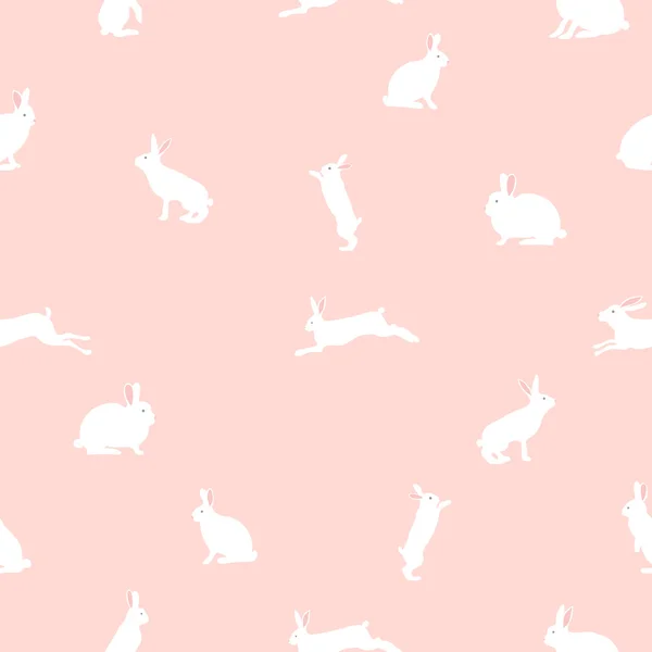 Roztomilá králičí ilustrace, bezešvé vzor na růžovém pozadí — Stockový vektor
