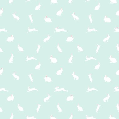 sevimli tavşan illüstrasyon, mavi zemin üzerine Dikişsiz desen