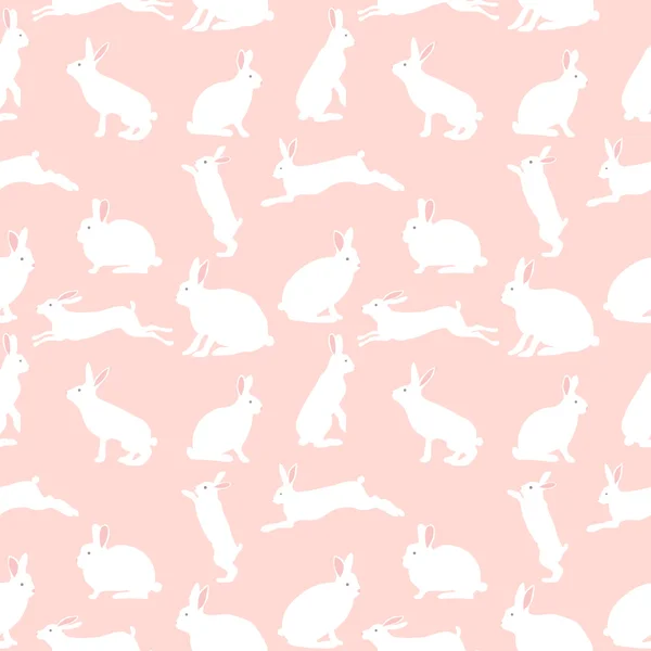 Niedlichen Kaninchen Illustration, nahtlose Muster auf rosa Hintergrund — Stockvektor