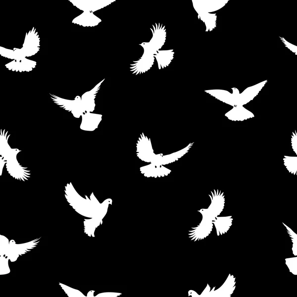 Silhouettes d'oiseaux - motif sans couture volant. Noir et blanc . — Image vectorielle