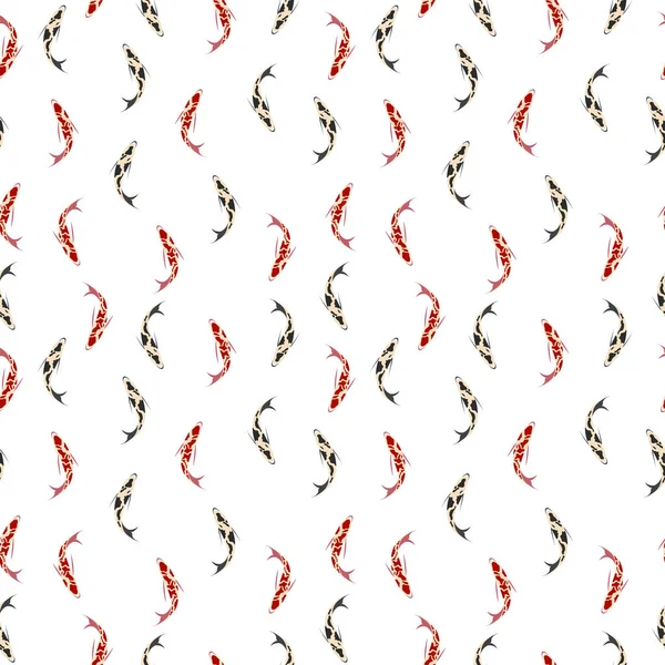 Koi-Karpfen. nahtloses Muster mit roten und schwarzen Fischen — Stockvektor