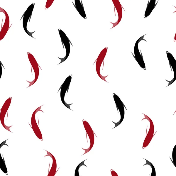 Koi carps. Kırmızı ve siyah balık ile Seamless Modeli
