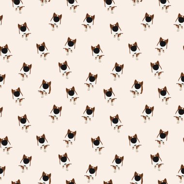 Büyük kafalı ve burun ile köpek. Vektör Seamless Modeli.