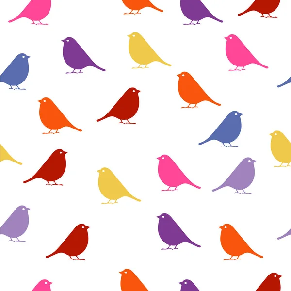 Birds. seamless baby background with colour birds. — Stock Vector