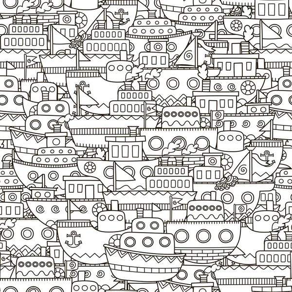 Doodle boats seamless pattern