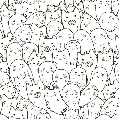 Doodle hayaletler seamless modeli