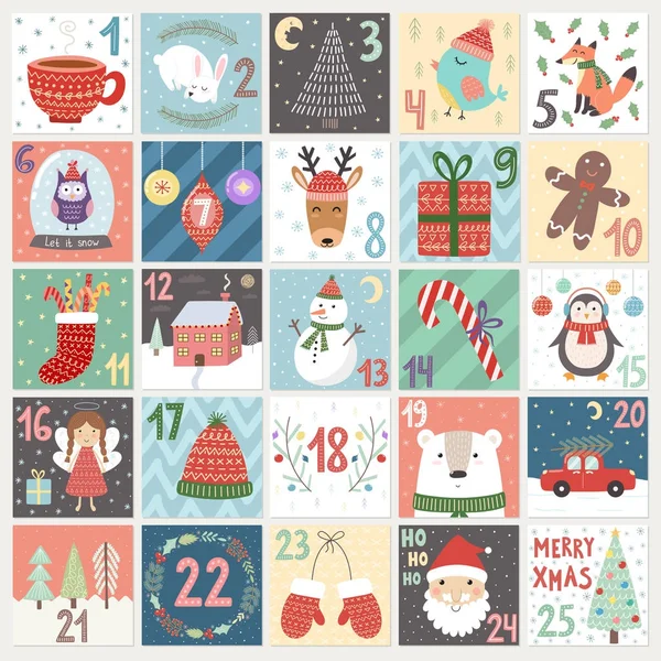 Calendario de Adviento de Navidad — Vector de stock