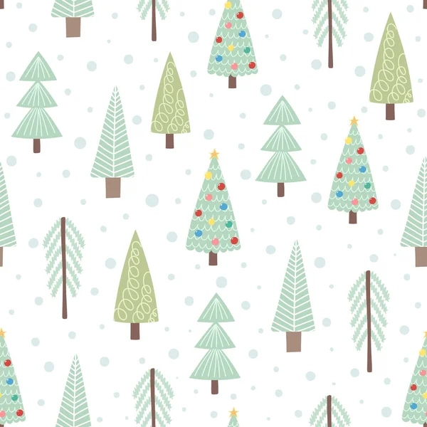 Cute Christmas trees seamless pattern — Stock Vector