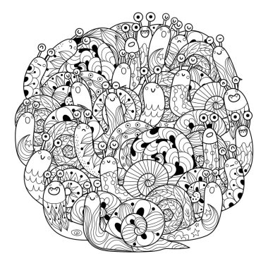 Komik salyangozlar yetişkinler ve çocuklar için şekil çizelgesi