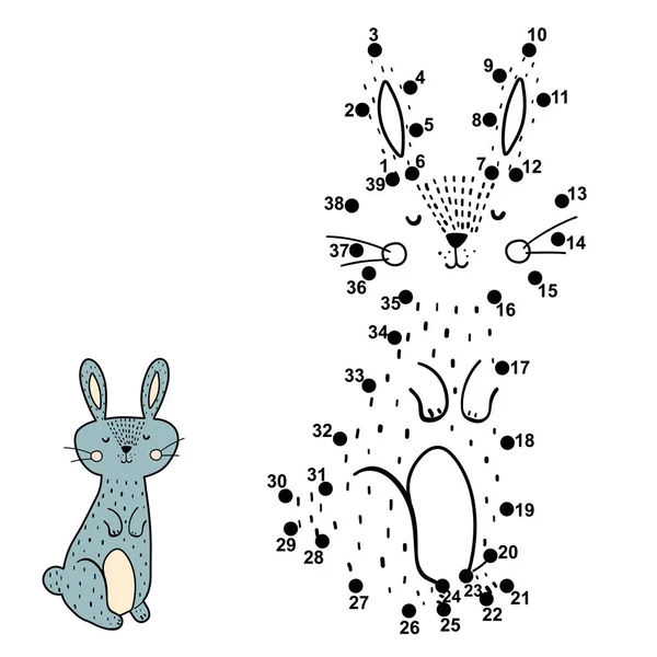Dot to dot game for kids. Connect the numbers and drawn a cute rabbit — 스톡 벡터