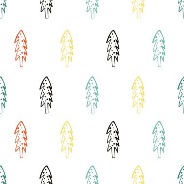 Karalama Noel ağaçlarıyla kusursuz bir desen. Kış arkaplanı