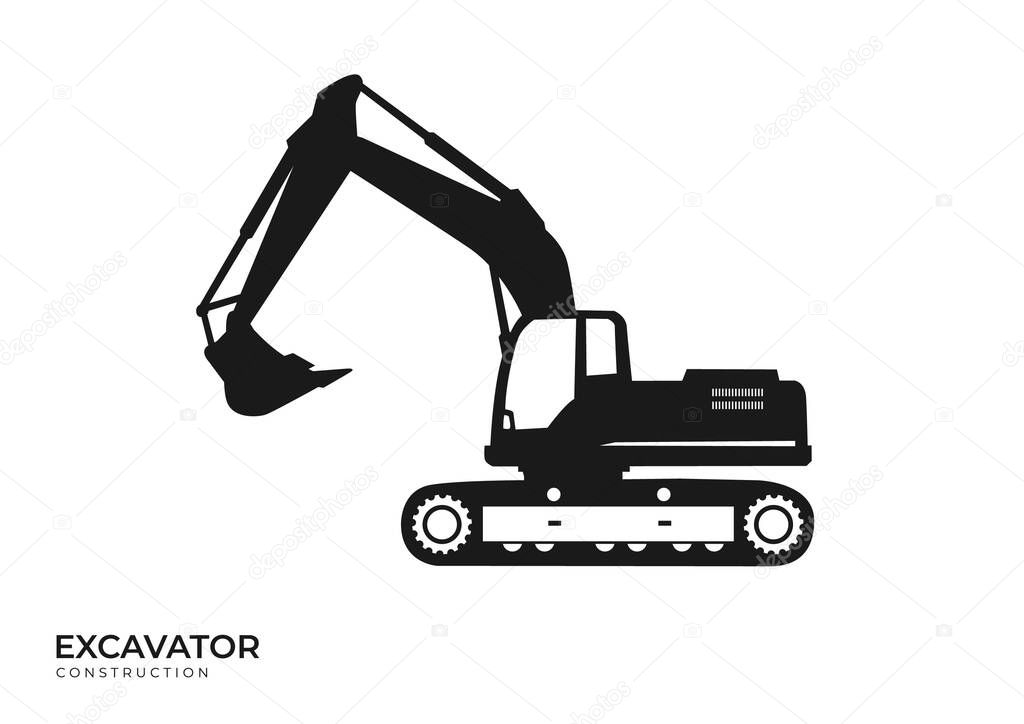 Excavator heavy equipment template vector for construction company. Excavator silhouette template vector.Creative excavator illustration for designs template.