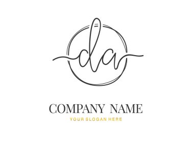 D. A DA İlk el yazısı logosu dizaynı daire şeklinde. Moda, takım, düğün, lüks logo için güzel bir tasarım..