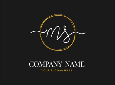 MS MS İlk el yazısı logosu dizaynı daire şeklinde. Moda, takım, düğün, lüks logo için güzel bir tasarım..