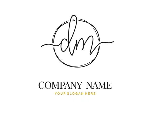Dmdm初始笔迹标识设计与圆形 豪华标志的手写体设计标志 — 图库矢量图片