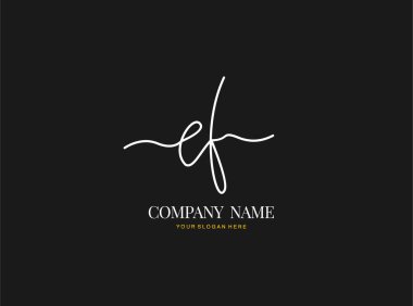 E F EF ilk el yazısı logosu dizaynı daire şeklinde. Moda, takım, düğün, lüks logo için güzel bir tasarım..