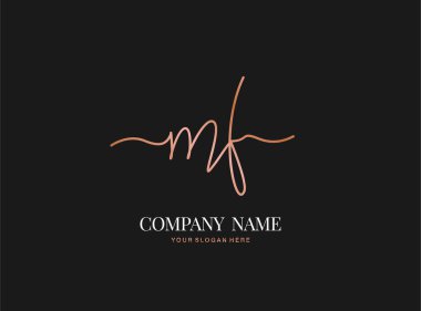 M F MF İlk el yazısı logosu dizaynı daire şeklinde. Moda, takım, düğün, lüks logo için güzel bir tasarım..