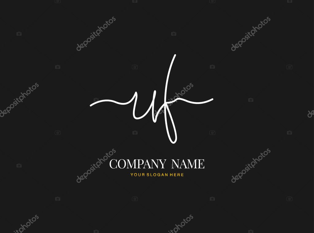U F UF Initial handwriting logo design with circle. Beautyful design handwritten logo for fashion, team, wedding, luxury logo.
