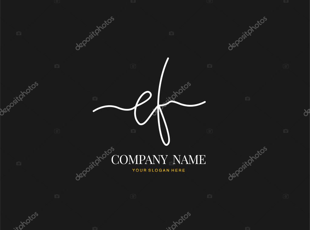 E F EF Initial handwriting logo design with circle. Beautyful design handwritten logo for fashion, team, wedding, luxury logo.