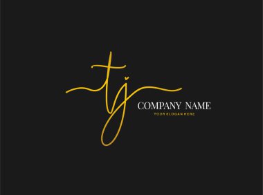 T J TJ İlk el yazısı logosu dizaynı daire şeklinde. Moda, takım, düğün, lüks logo için güzel bir tasarım..