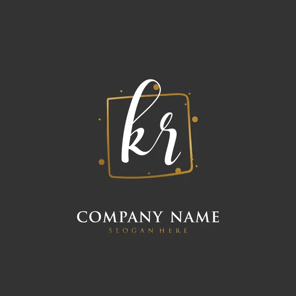手写初始字母K Kr的身份和标志 具有笔迹和签名风格的矢量标识模板 — 图库矢量图片