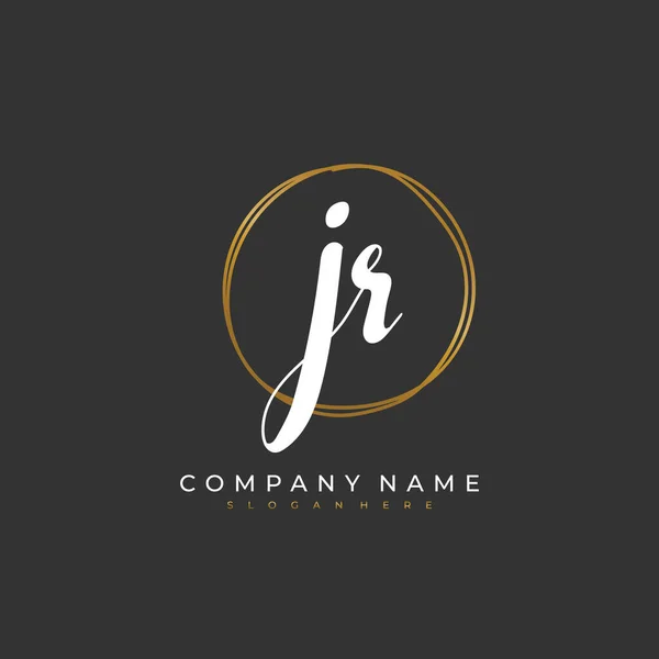 手書きの頭文字J RアイデンティティとロゴのためのJr 手書きと署名スタイルのベクトルロゴテンプレート — ストックベクタ
