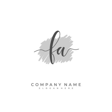 Kimlik ve logo için el yazısı F A FA. El yazısı ve imza tarzıyla vektör logo şablonu.