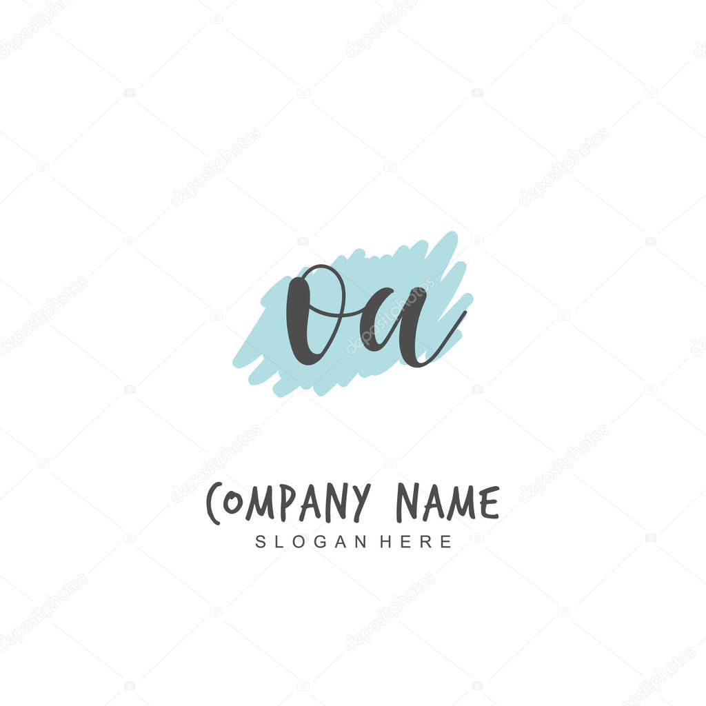 Handwritten initial letter O A OA for identity and logo. Vector logo template with handwriting and signature style.