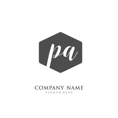 Kimlik ve logo için el yazısı P A PA. El yazısı ve imza tarzıyla vektör logo şablonu.