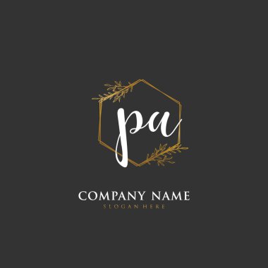 Kimlik ve logo için el yazısı P A PA. El yazısı ve imza tarzıyla vektör logo şablonu.