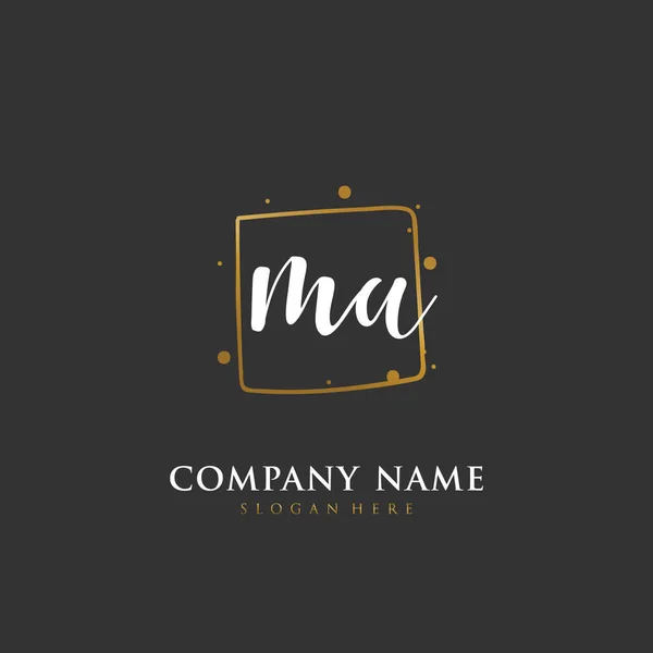 手書きの頭文字M AアイデンティティとロゴのためのMa 手書きと署名スタイルのベクトルロゴテンプレート — ストックベクタ