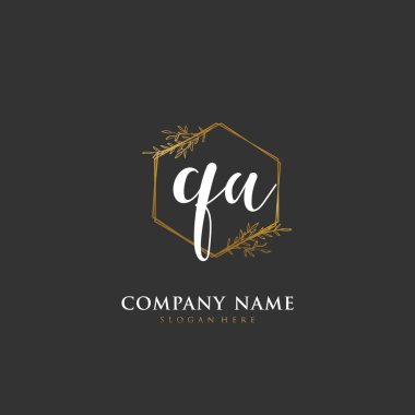 Kimlik ve logo için el yazısıyla yazılmış soru-cevap mektubu. El yazısı ve imza tarzıyla vektör logo şablonu.