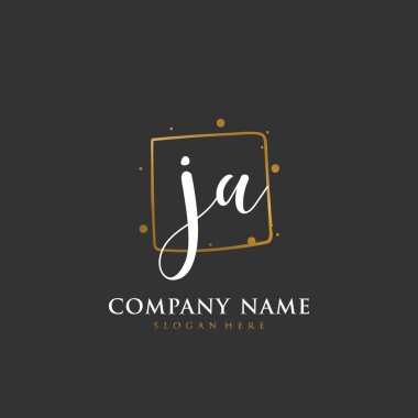 Kimlik ve logo için J A JA baş harfleri. El yazısı ve imza tarzıyla vektör logo şablonu.