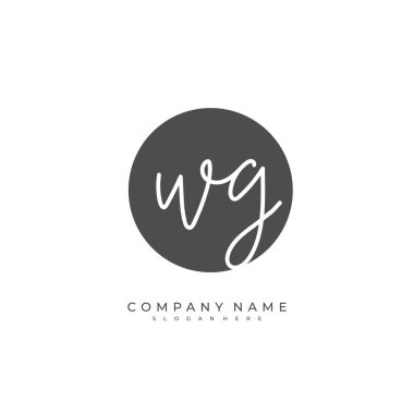 Kimlik ve logo için W G WG baş harfleri. El yazısı ve imza tarzıyla vektör logo şablonu.