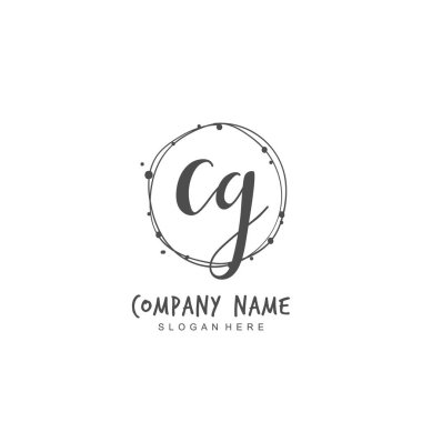 Kimlik ve logo için ilk harf C G CG. El yazısı ve imza tarzıyla vektör logo şablonu.