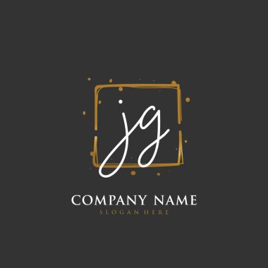 Kimlik ve logo için el yazısı JG G G G. El yazısı ve imza tarzıyla vektör logo şablonu.