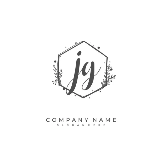 手写首字母Jg G的身份和标志 具有笔迹和签名风格的矢量标识模板 — 图库矢量图片