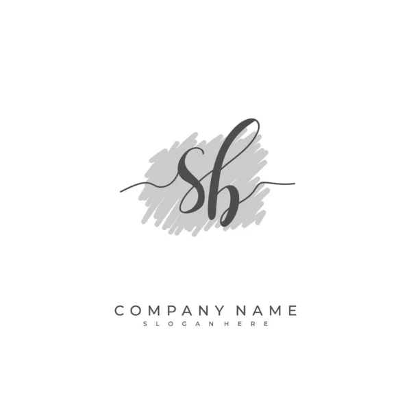手写首字母S Sb用于标识和标识 具有笔迹和签名风格的矢量标识模板 — 图库矢量图片