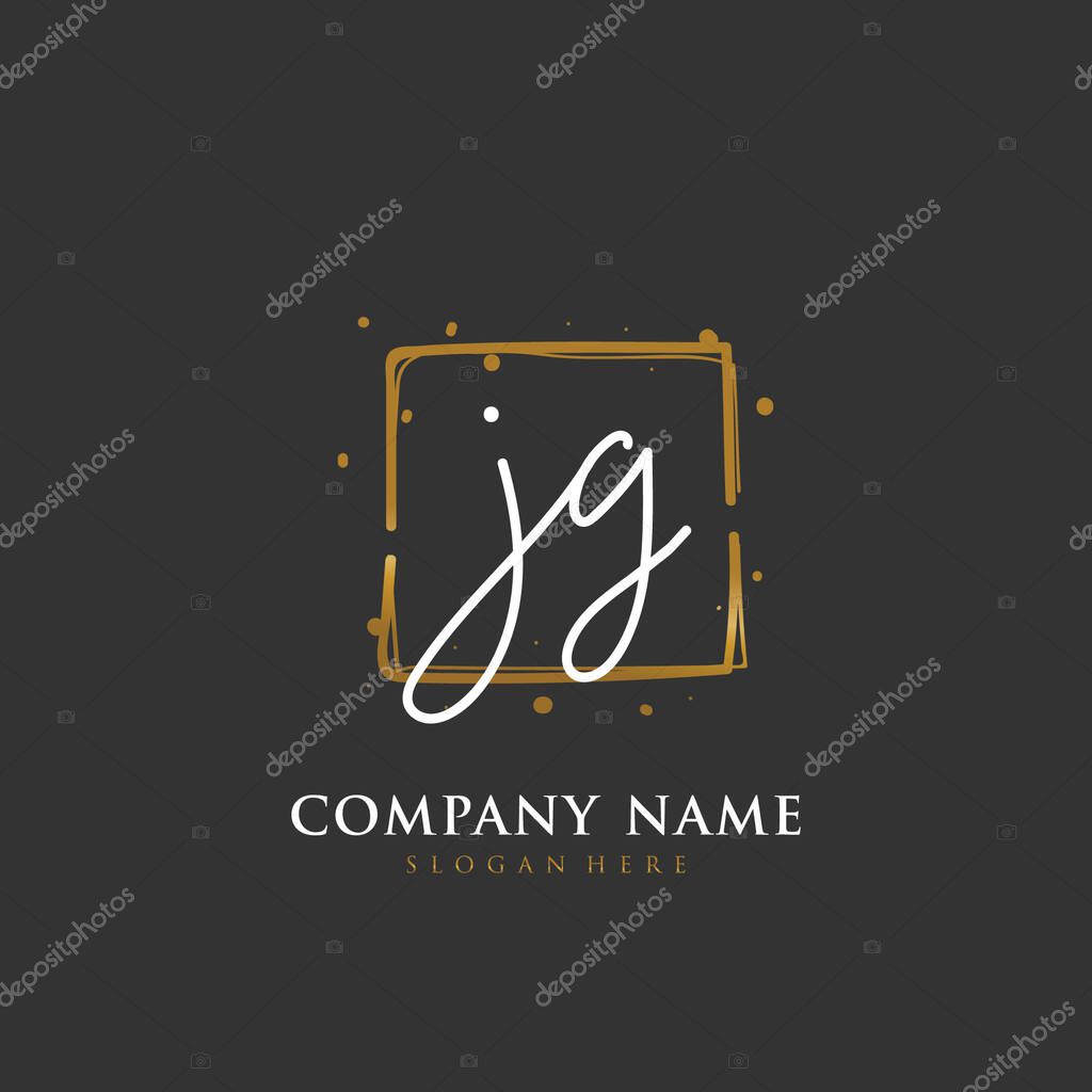 Handwritten initial letter JG J G for identity and logo. Vector logo template with handwriting and signature style.