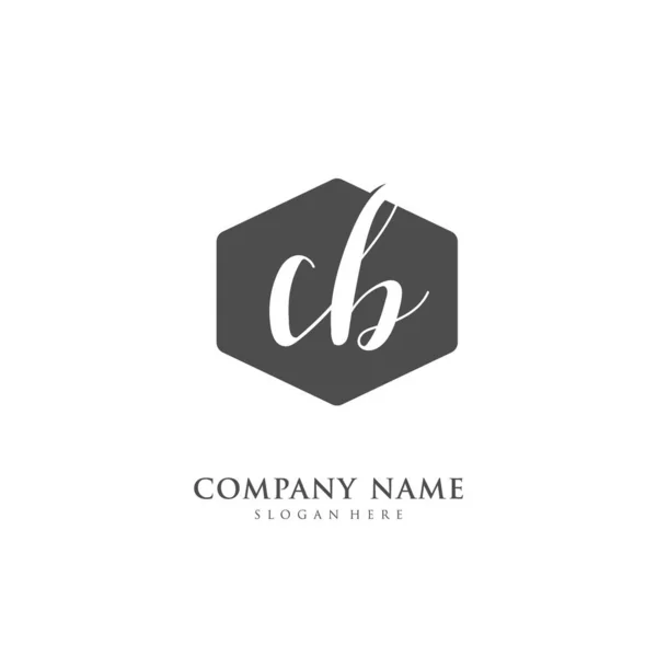 手写首字母C Cb用于标识和标识 具有笔迹和签名风格的矢量标识模板 — 图库矢量图片