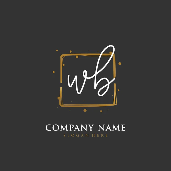 手写首字母W Wb用于标识和标识 具有笔迹和签名风格的矢量标识模板 — 图库矢量图片