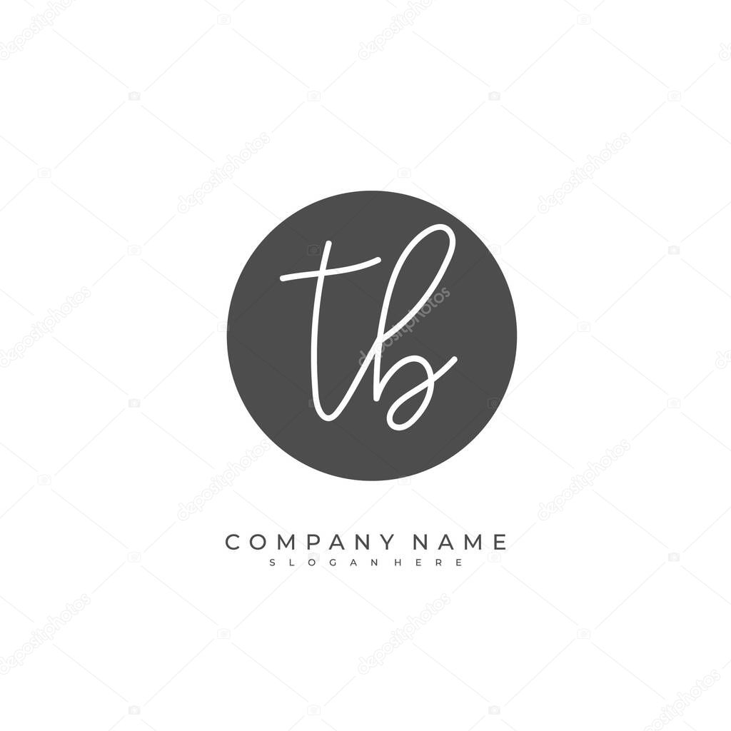 Handwritten initial letter T B TB for identity and logo. Vector logo template with handwriting and signature style.