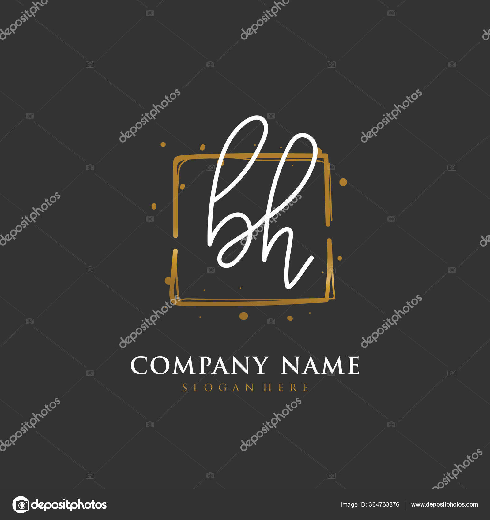 Initial Ha Handwriting Logo Template Vector Stock Vector (Royalty