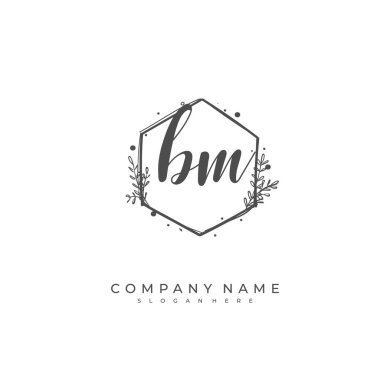 Kimlik ve logo için el yazısı B M BM. El yazısı ve imza tarzıyla vektör logo şablonu.