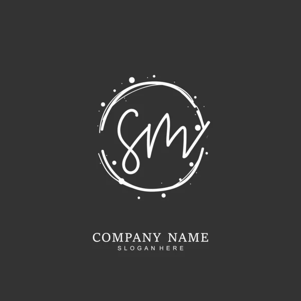 手書きの頭文字Sm Mアイデンティティとロゴのための 手書きと署名スタイルのベクトルロゴテンプレート — ストックベクタ
