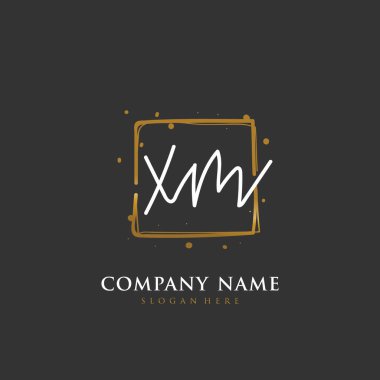 Kimlik ve logo için el yazısıyla X M XM. El yazısı ve imza tarzıyla vektör logo şablonu.