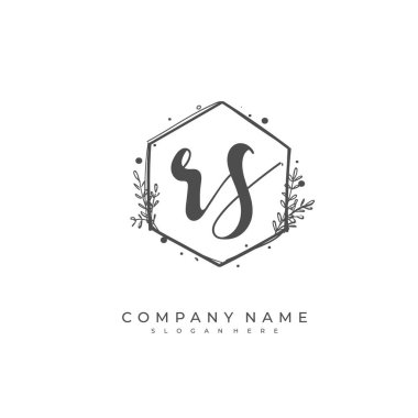 Kimlik ve logo için ilk harf R S RS. El yazısı ve imza tarzıyla vektör logo şablonu.