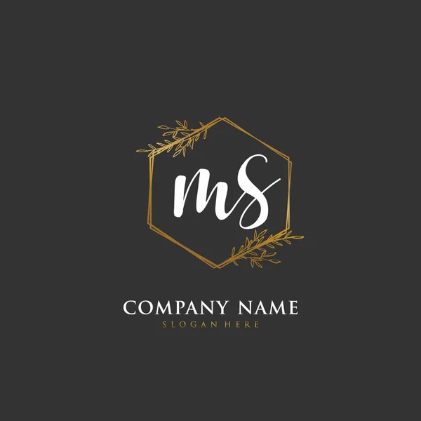 手写首字母M Ms用于标识和标识 具有笔迹和签名风格的矢量标识模板 — 图库矢量图片