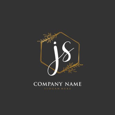 Kimlik ve logo için J S JS baş harfleri. El yazısı ve imza tarzıyla vektör logo şablonu.